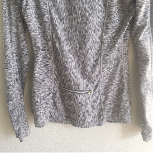 Athleta Mendoza 1/2 Zip Running Shirt Thumb Holes Space Dye Gray/Blue Size Small - Picture 12 of 16